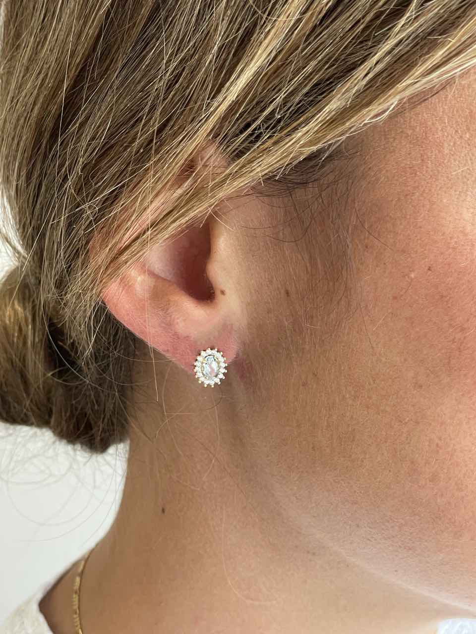 KARAKA earrings in 18-karat yellow gold with cubic zirconia and aquamarine