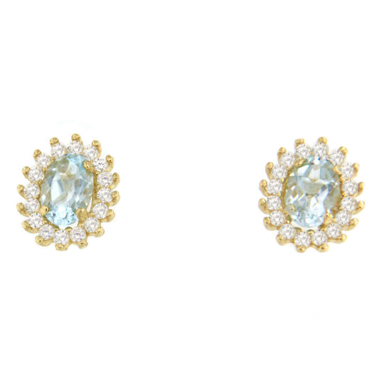 KARAKA earrings in 18-karat yellow gold with cubic zirconia and aquamarine