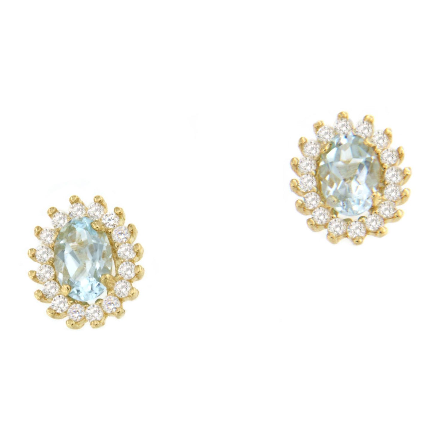 KARAKA earrings in 18-karat yellow gold with cubic zirconia and aquamarine