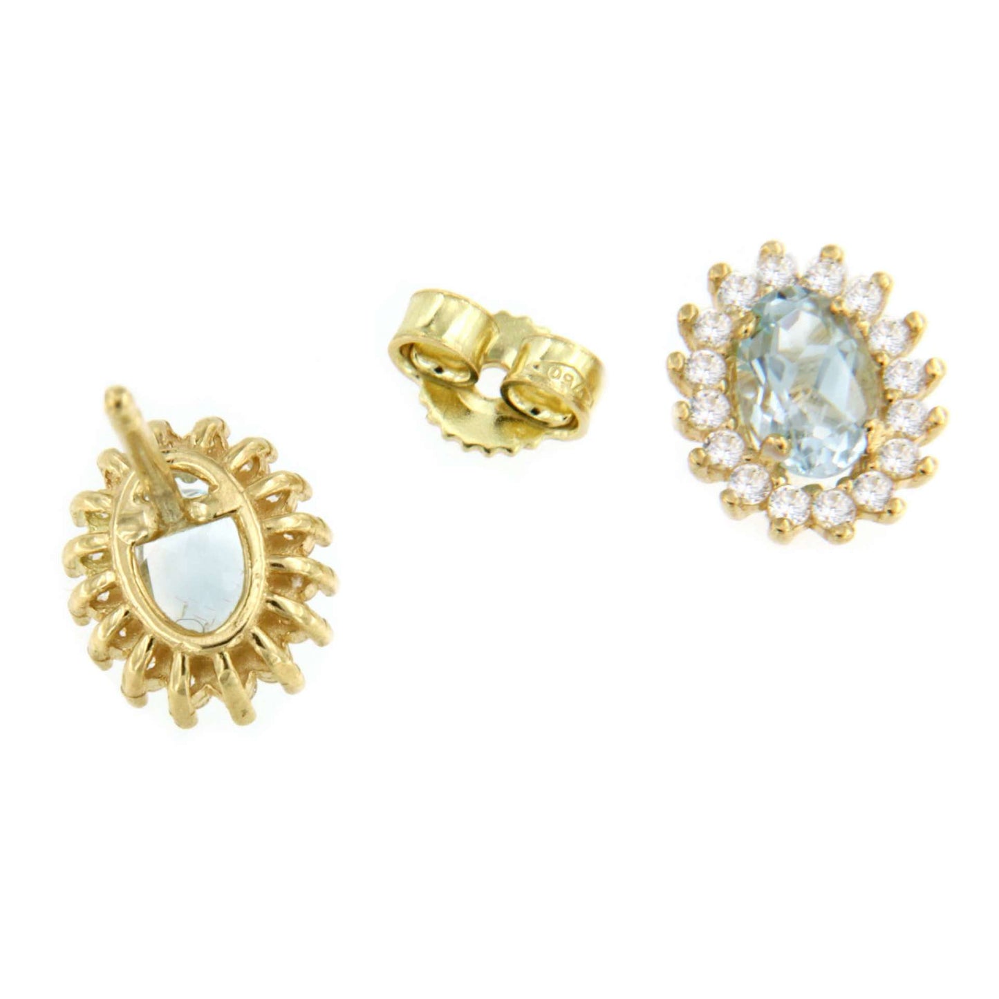 KARAKA earrings in 18-karat yellow gold with cubic zirconia and aquamarine