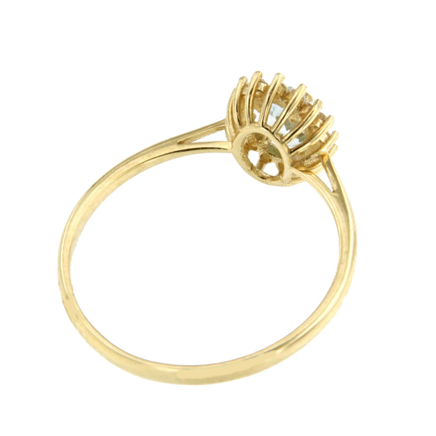 Anillo SHAM en oro amarillo de 18 kilates circonitas y aguamarina