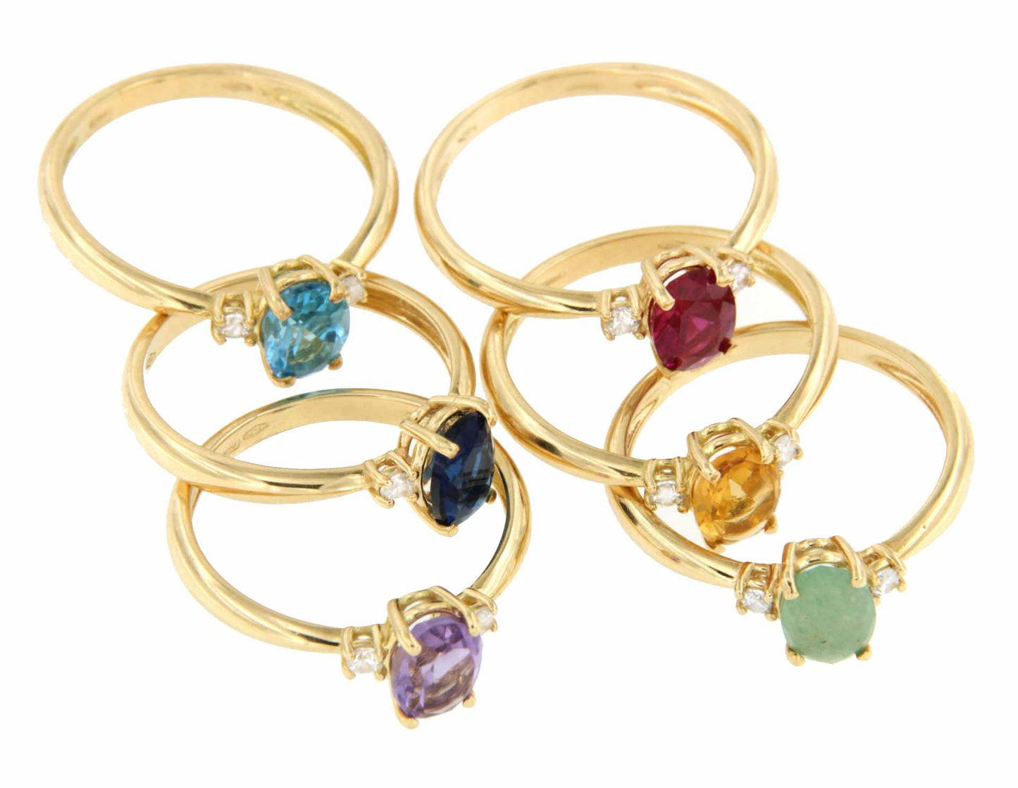 GASTON ring in 18-karat yellow gold with cubic zirconia and semi-precious stone