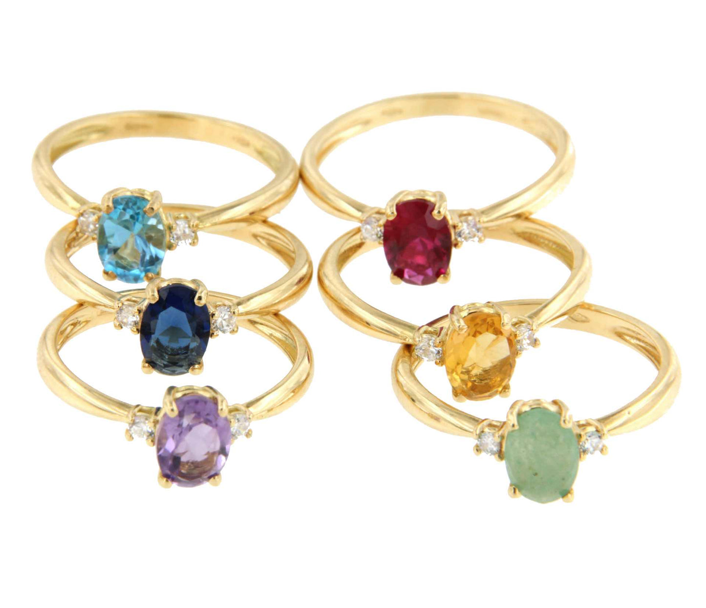 GASTON ring in 18-karat yellow gold with cubic zirconia and semi-precious stone