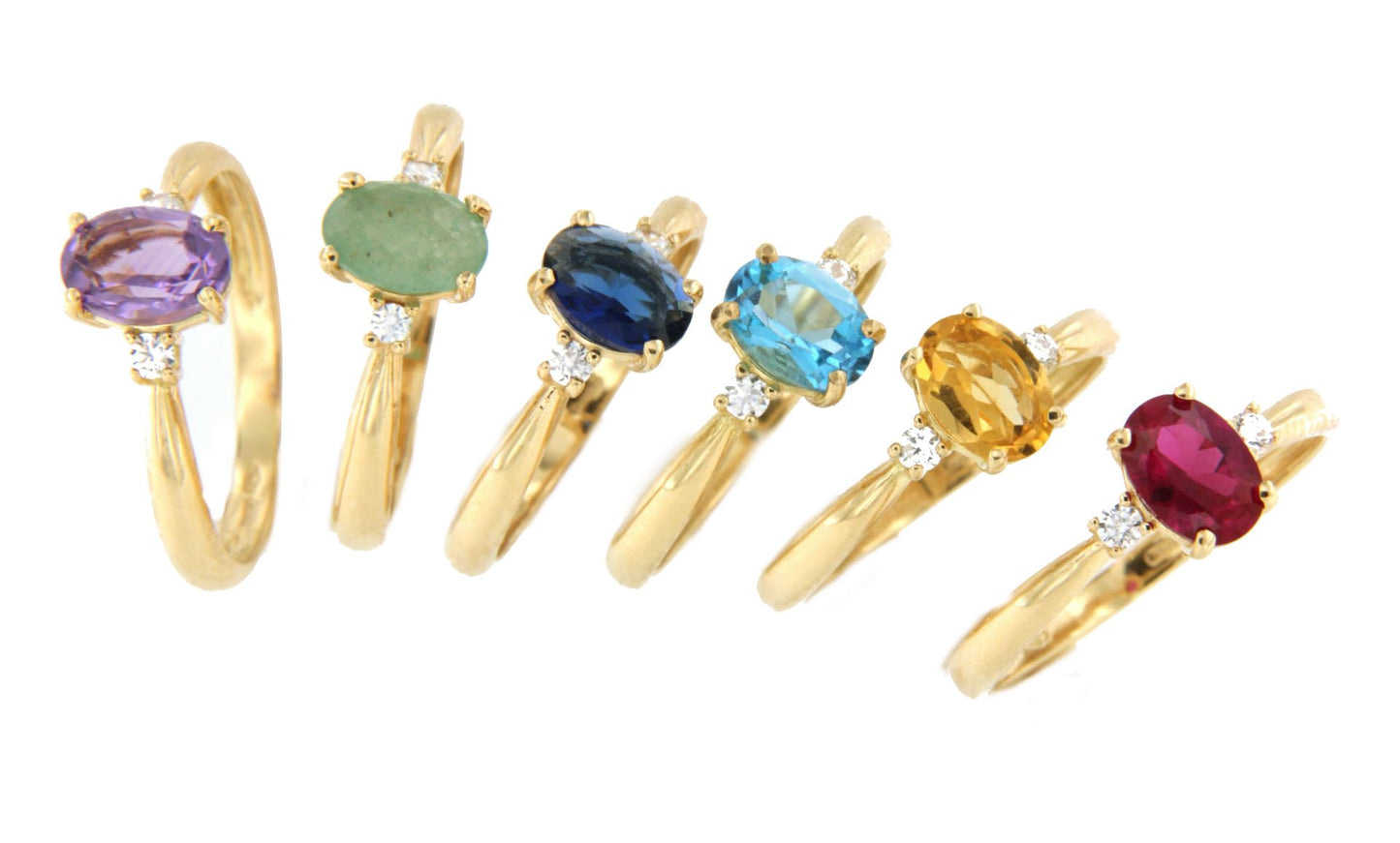 GASTON ring in 18-karat yellow gold with cubic zirconia and semi-precious stone