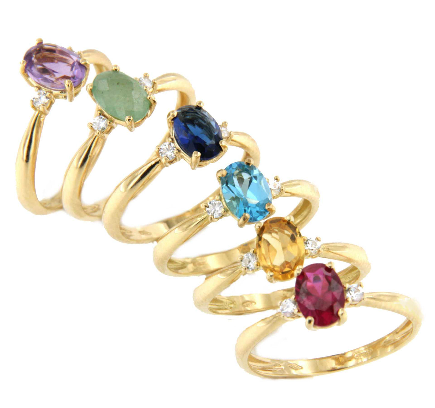 GASTON ring in 18-karat yellow gold with cubic zirconia and semi-precious stone