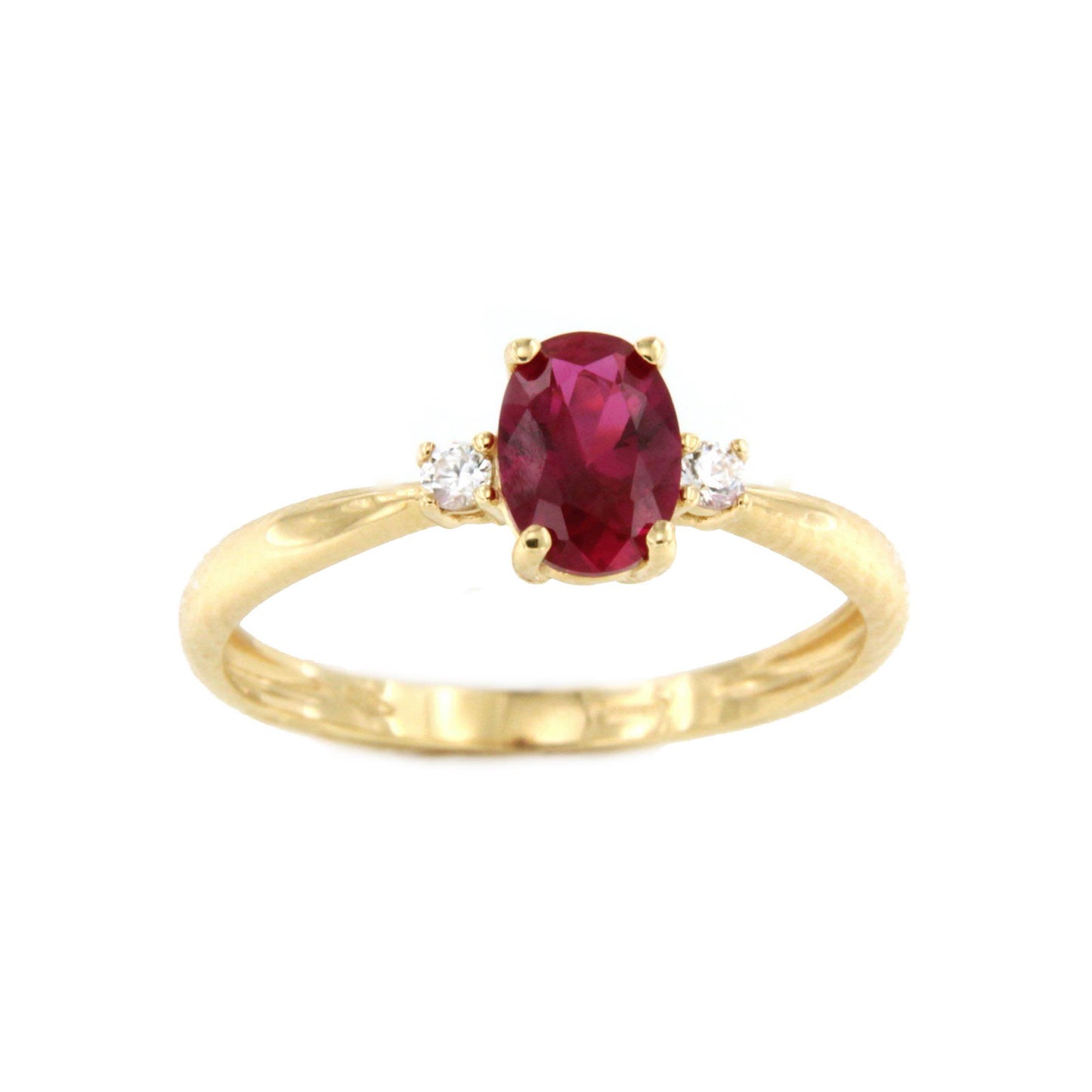 GASTON ring in 18-karat yellow gold with cubic zirconia and semi-precious stone