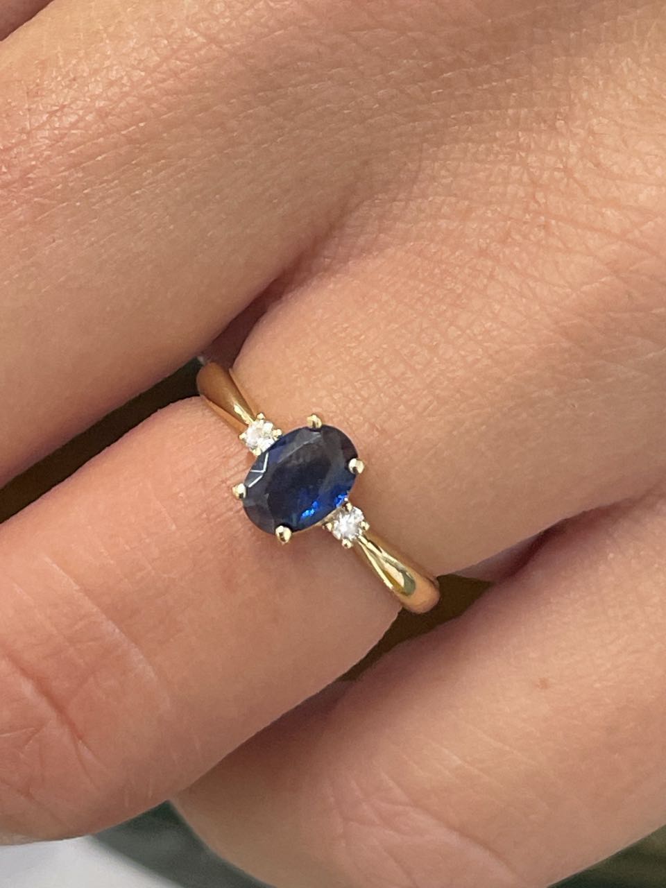 GASTON ring in 18-karat yellow gold with cubic zirconia and semi-precious stone