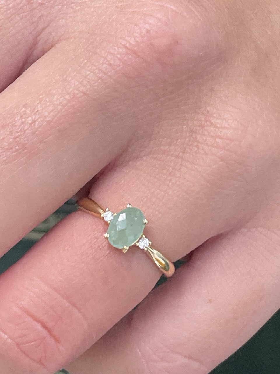 GASTON ring in 18-karat yellow gold with cubic zirconia and semi-precious stone