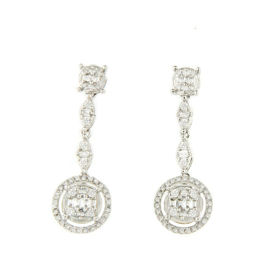 Long HALCON earrings in 18k white gold with diamonds