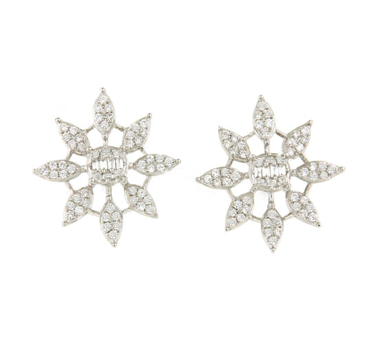 CLARINERO earring in 18-karat white gold with baguettes and diamonds