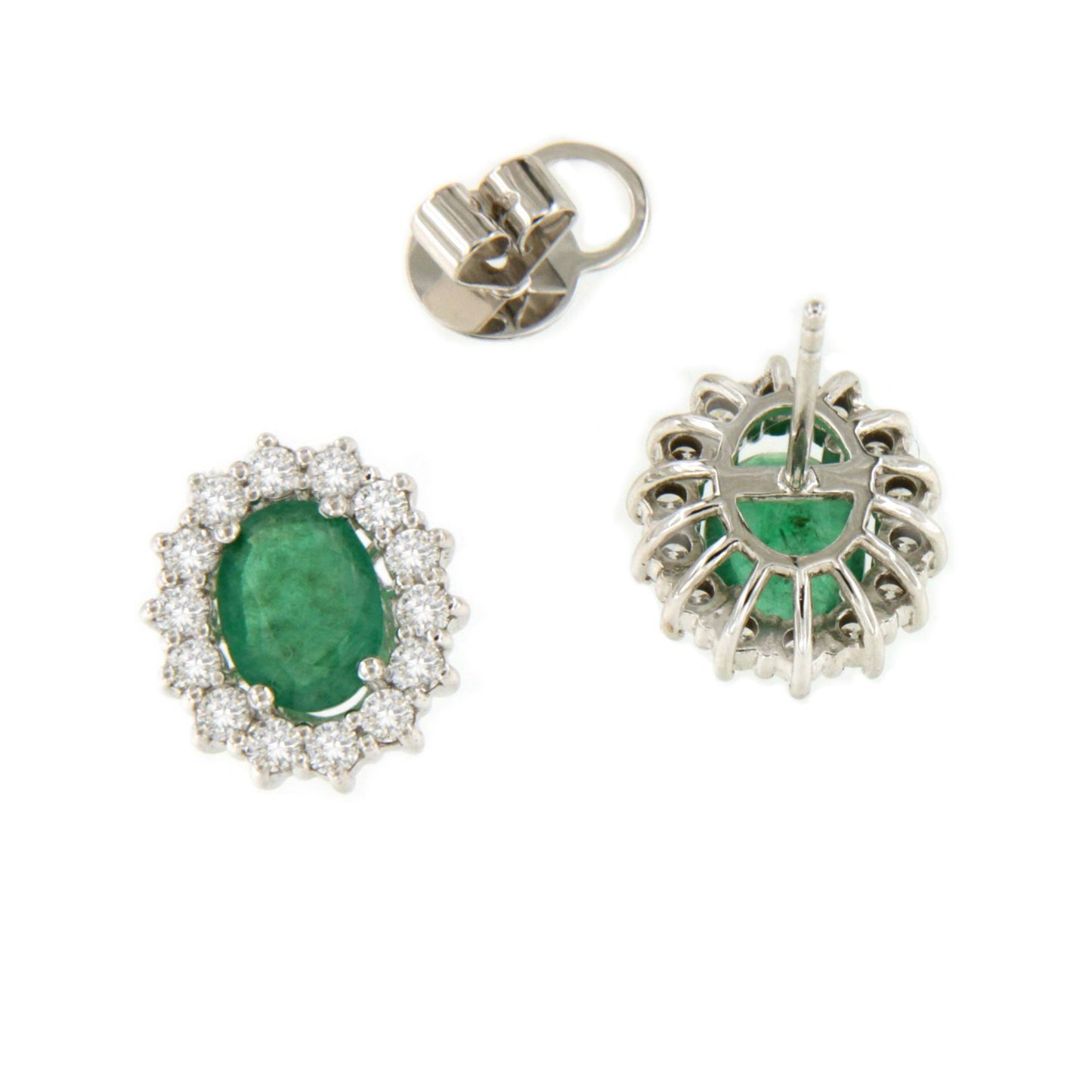Caribbean emerald and diamond rosette pendant in white gold