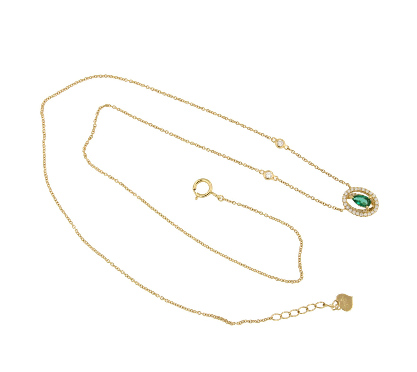 RENNES choker with 18k yellow gold emerald and diamond pendant