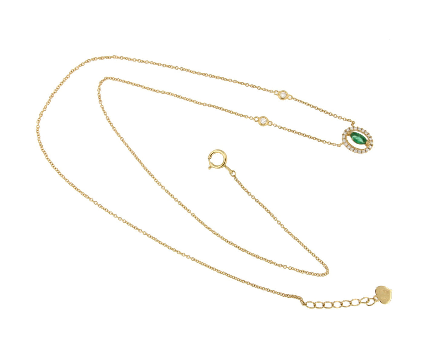 RENNES choker with 18k yellow gold emerald and diamond pendant