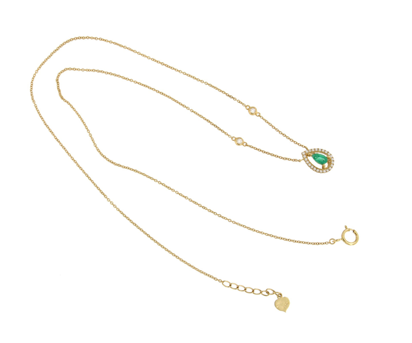 RENNES choker with 18k yellow gold emerald and diamond pendant