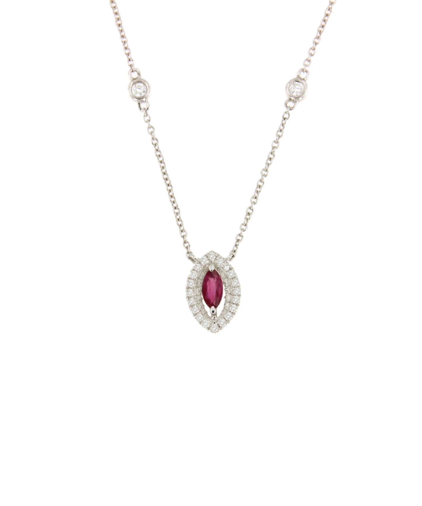 GRENOBLE choker with 18k white gold pendant, diamonds and stone