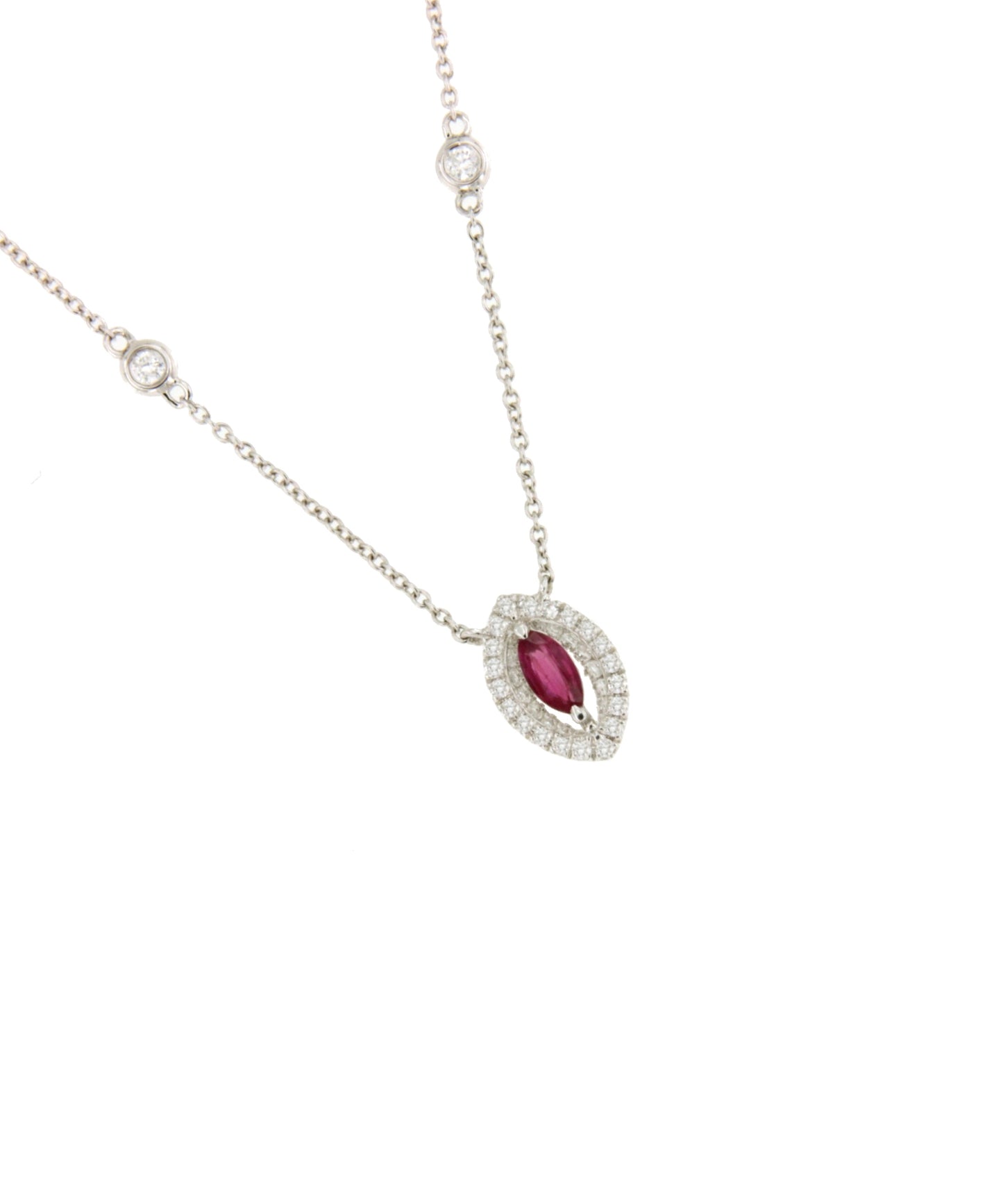 GRENOBLE choker with 18k white gold pendant, diamonds and stone