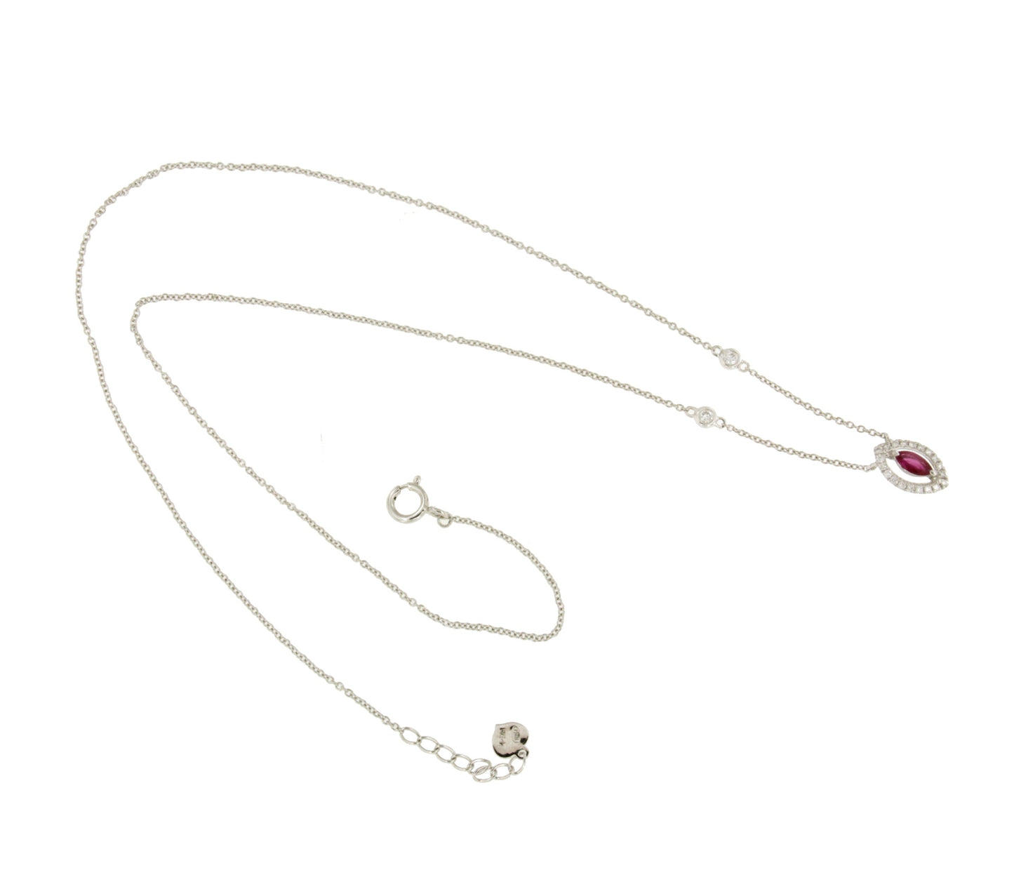 GRENOBLE choker with 18k white gold pendant, diamonds and stone