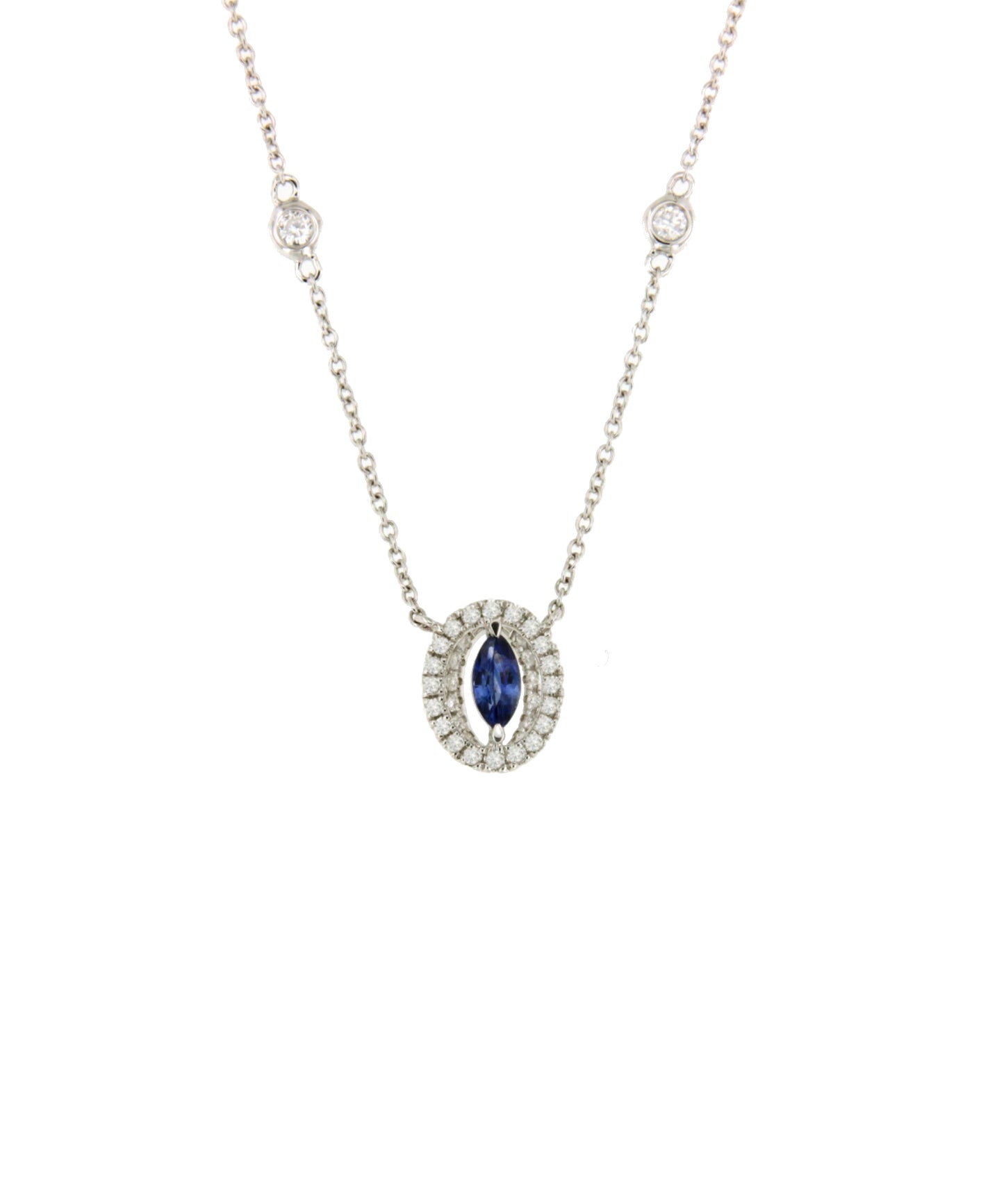 GRENOBLE choker with 18k white gold pendant, diamonds and stone