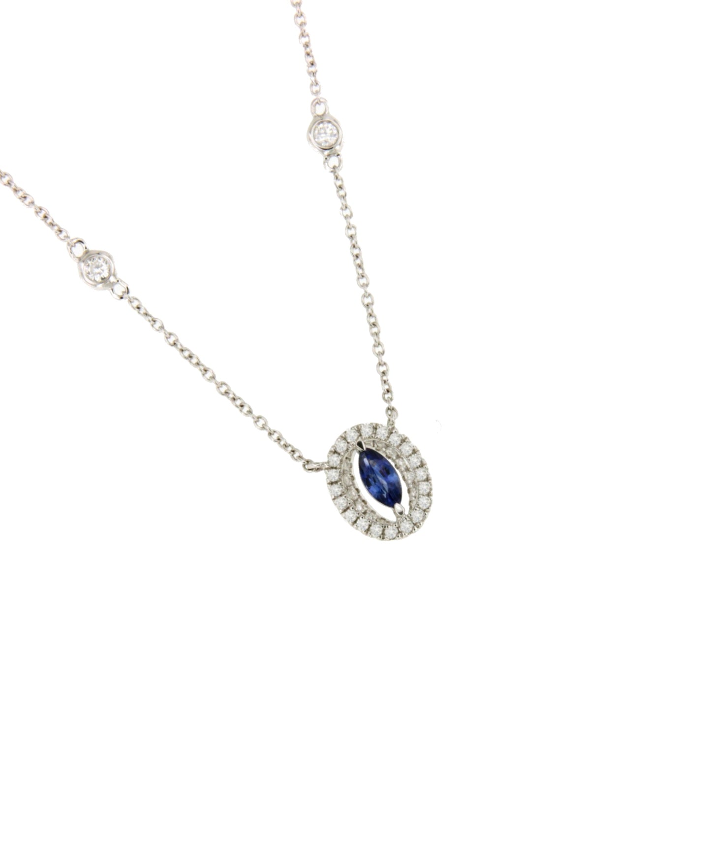 GRENOBLE choker with 18k white gold pendant, diamonds and stone