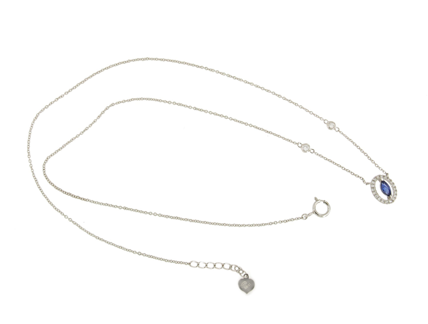 GRENOBLE choker with 18k white gold pendant, diamonds and stone