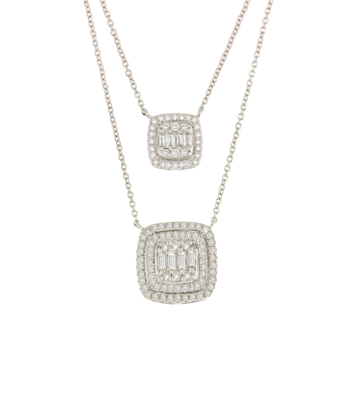 Double DIJON choker with 2 pendants in 18k white gold and diamonds