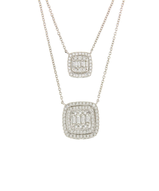 Double DIJON choker with 2 pendants in 18k white gold and diamonds