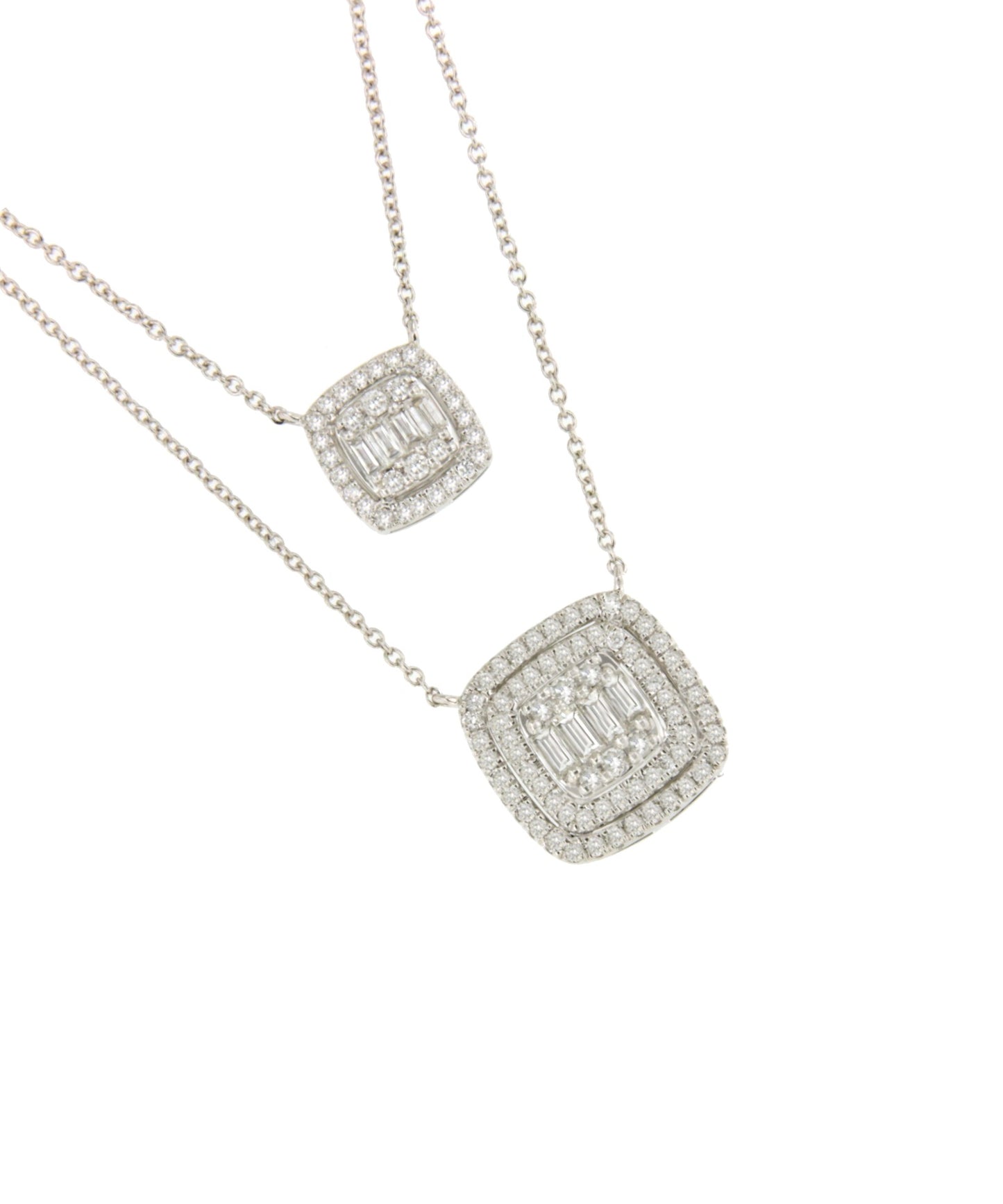 Double DIJON choker with 2 pendants in 18k white gold and diamonds