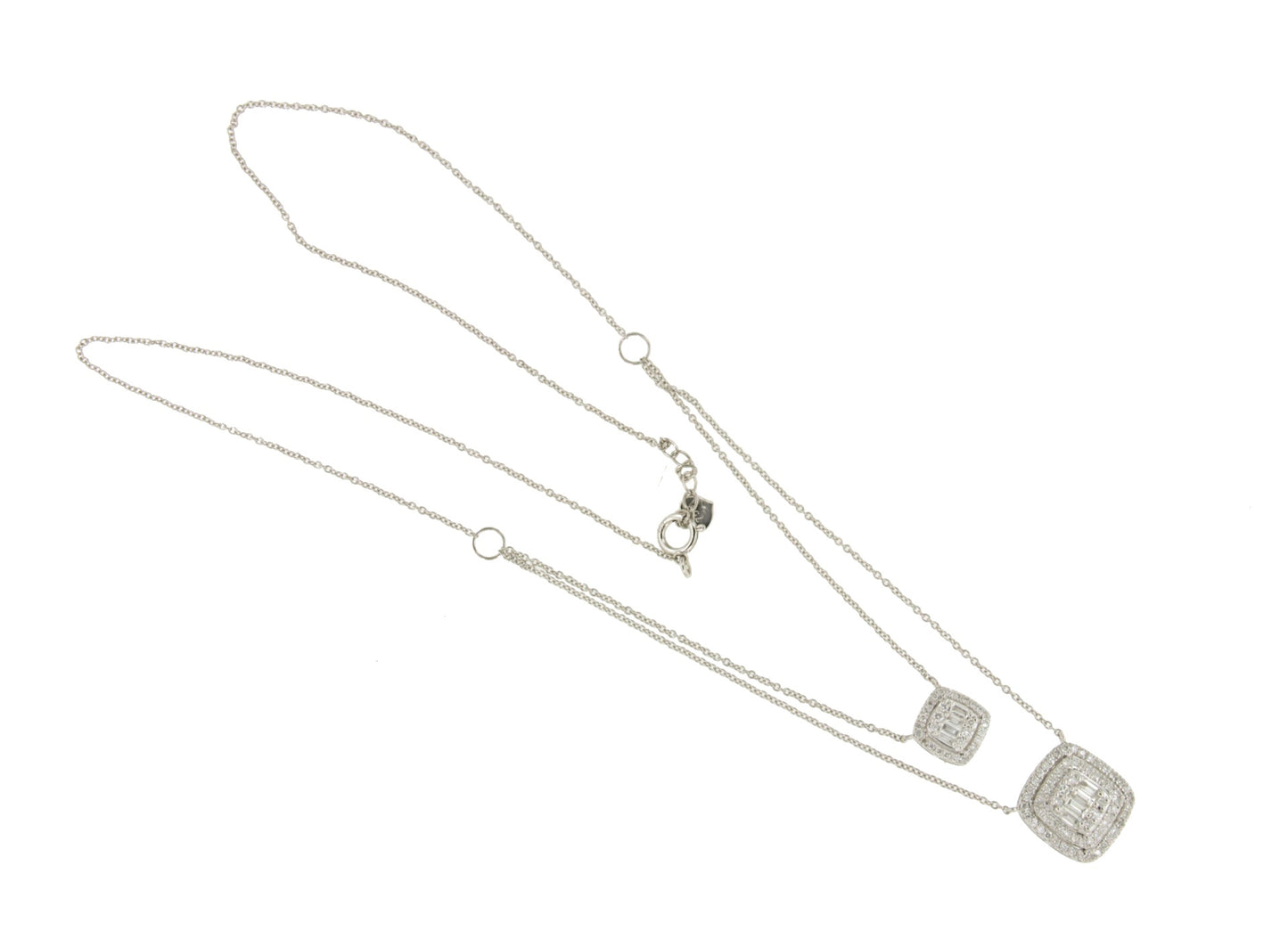 Double DIJON choker with 2 pendants in 18k white gold and diamonds