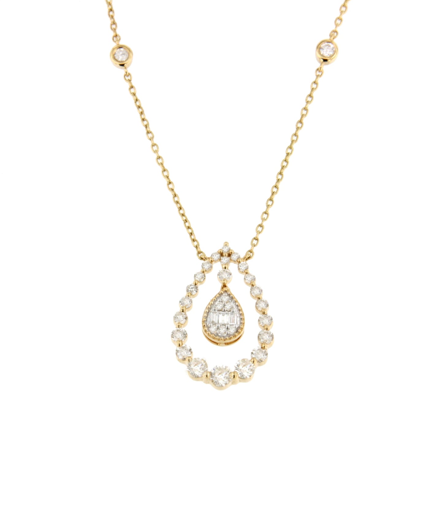 ARAGUA choker with pear pendant in diamonds and yellow gold