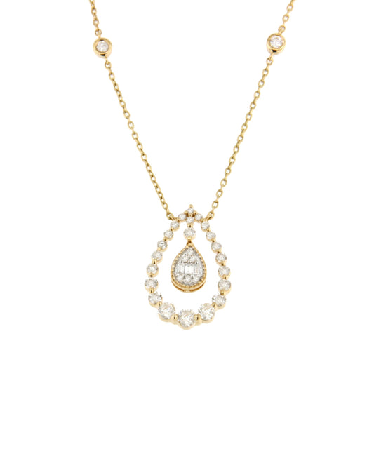 ARAGUA choker with pear pendant in diamonds and yellow gold
