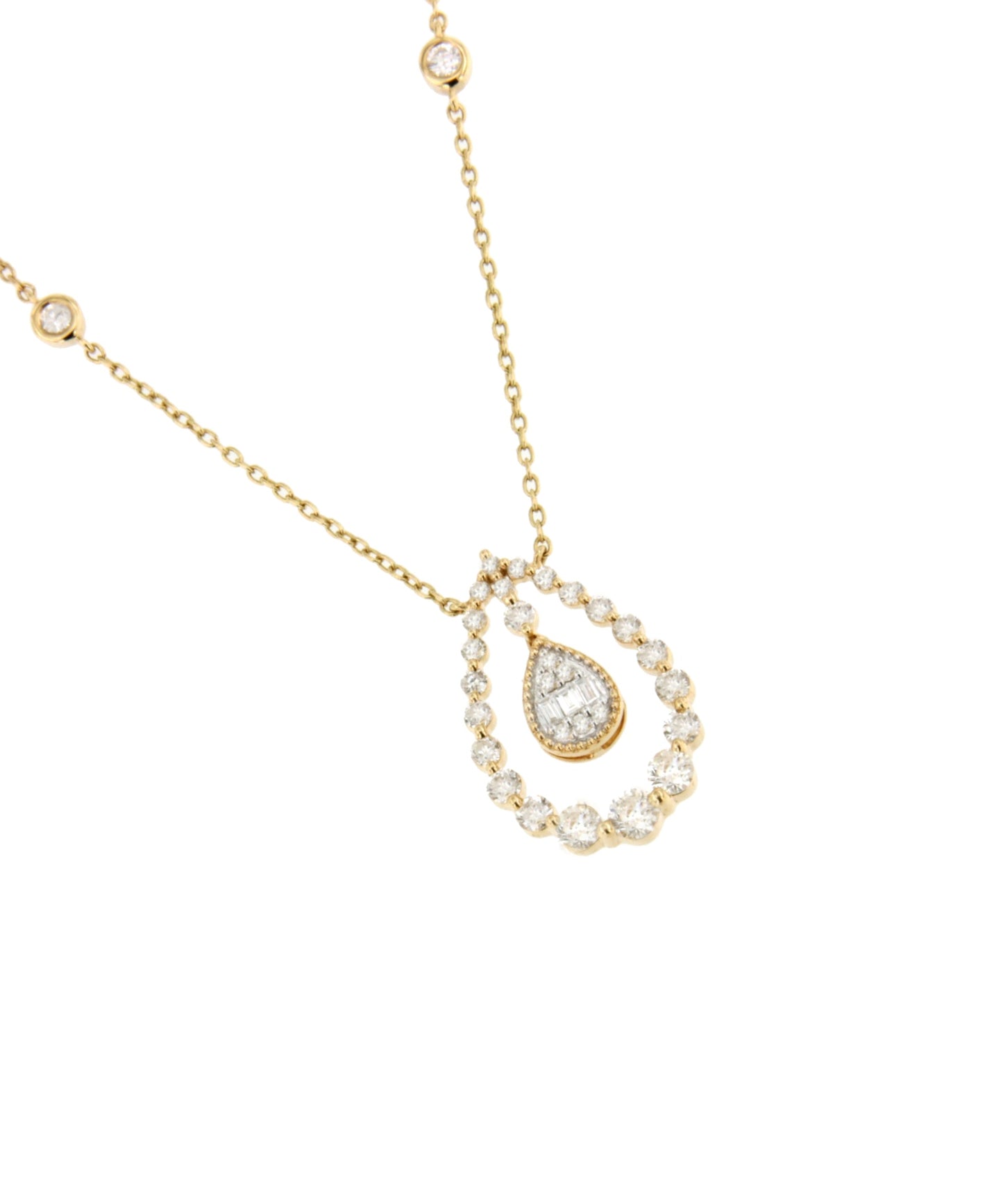 ARAGUA choker with pear pendant in diamonds and yellow gold