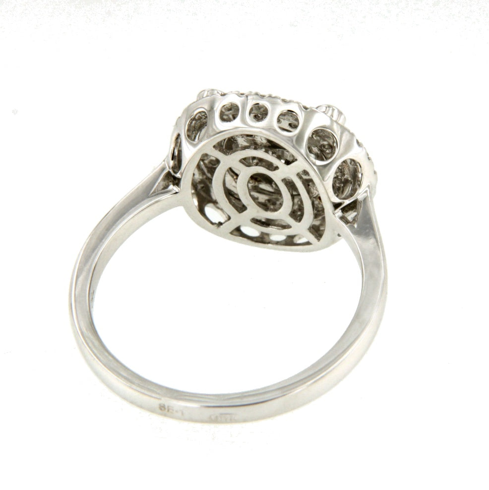 TOMASA ring with round center baguettes and diamonds in white gold