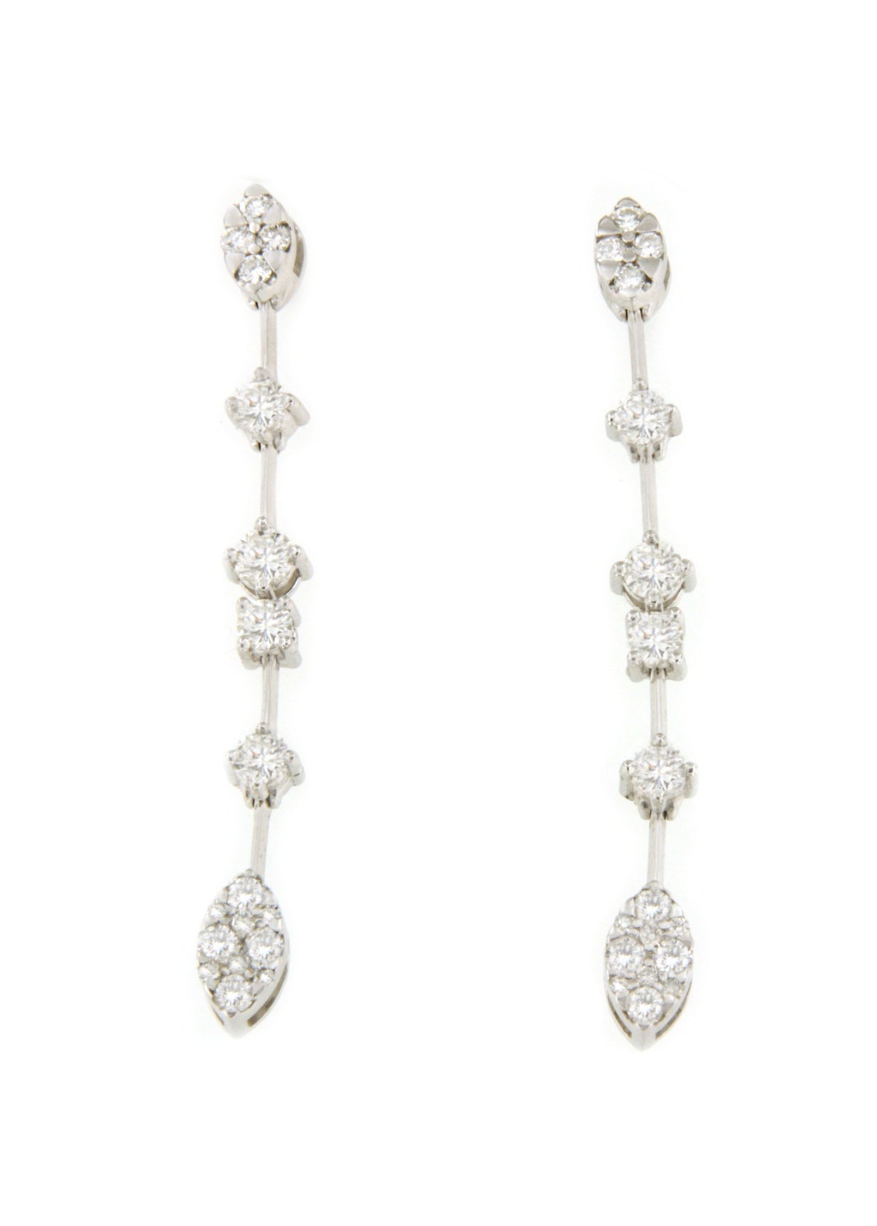 MULHOUSE long earrings in 18k white gold with diamonds