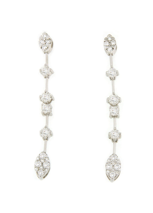 MULHOUSE long earrings in 18k white gold with diamonds