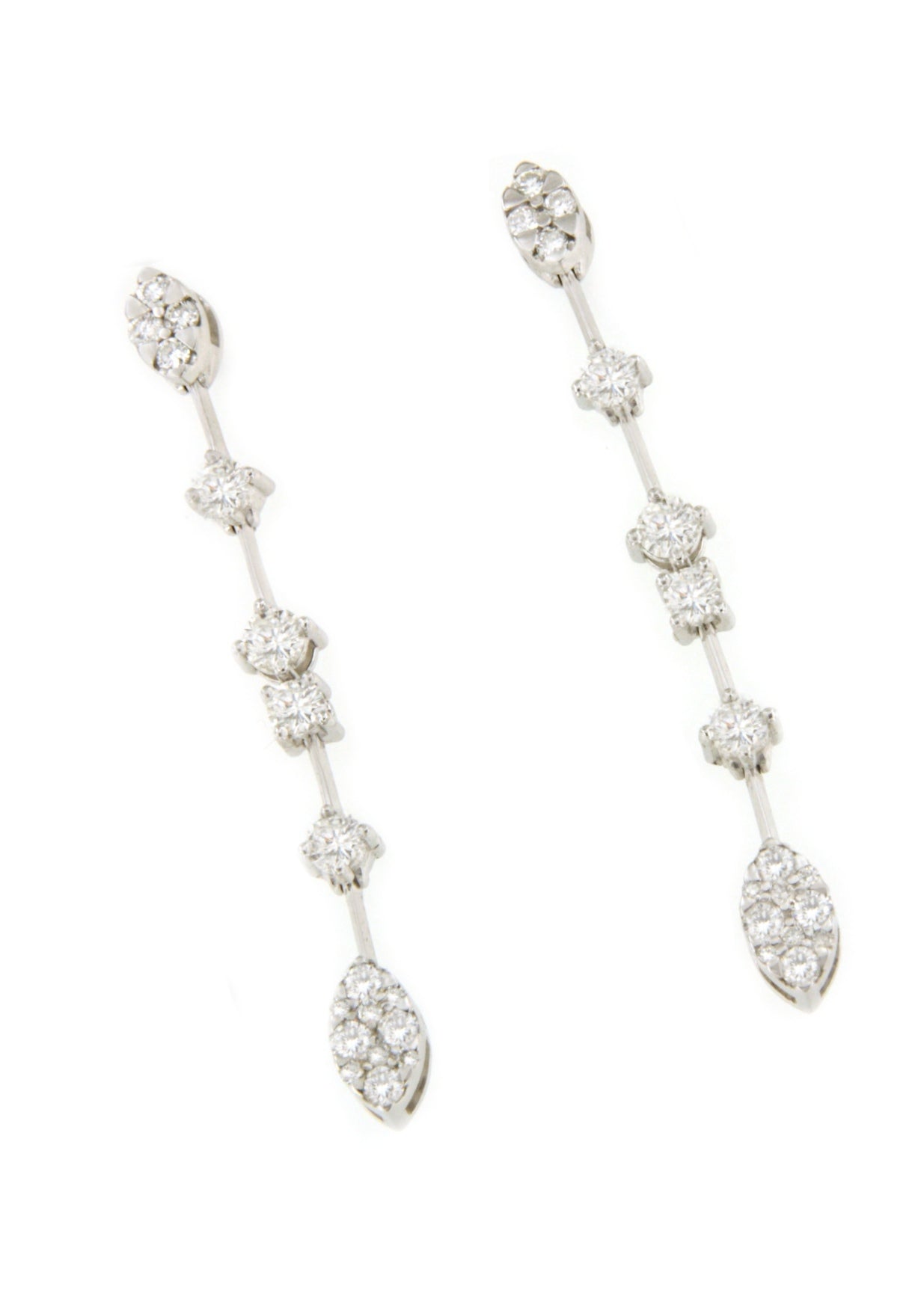 MULHOUSE long earrings in 18k white gold with diamonds