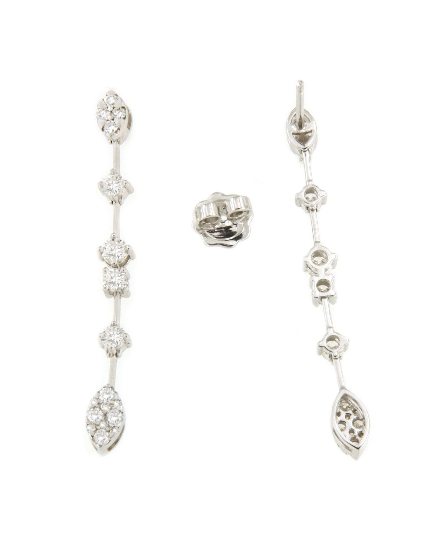 MULHOUSE long earrings in 18k white gold with diamonds