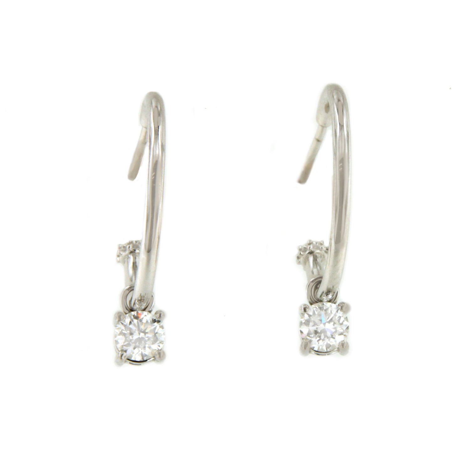 ANTIBES earrings, 18k white gold hoops with a diamond solitaire