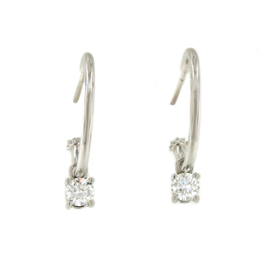 ANTIBES earrings, 18k white gold hoops with a diamond solitaire