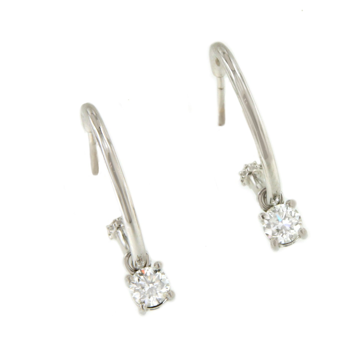 ANTIBES earrings, 18k white gold hoops with a diamond solitaire