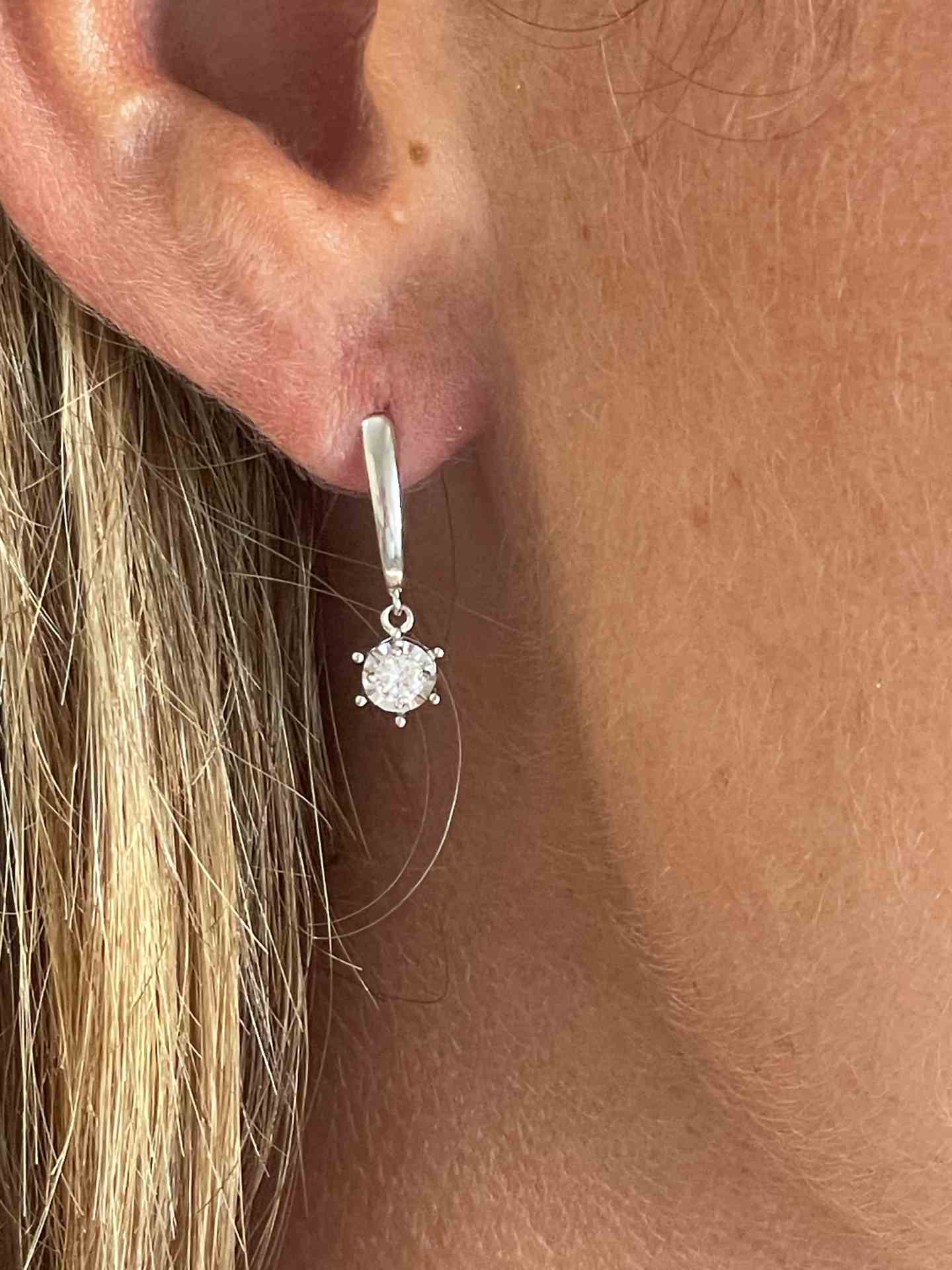 BOURGES pendant earrings with diamond hoops in 18k white gold