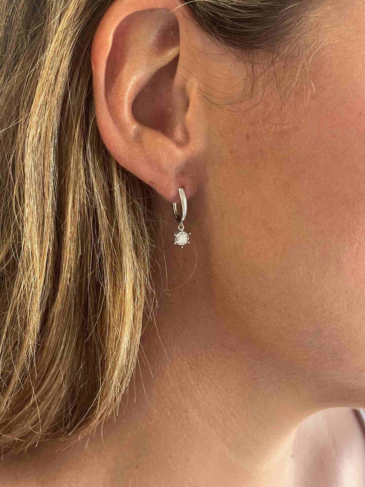 BOURGES pendant earrings with diamond hoops in 18k white gold