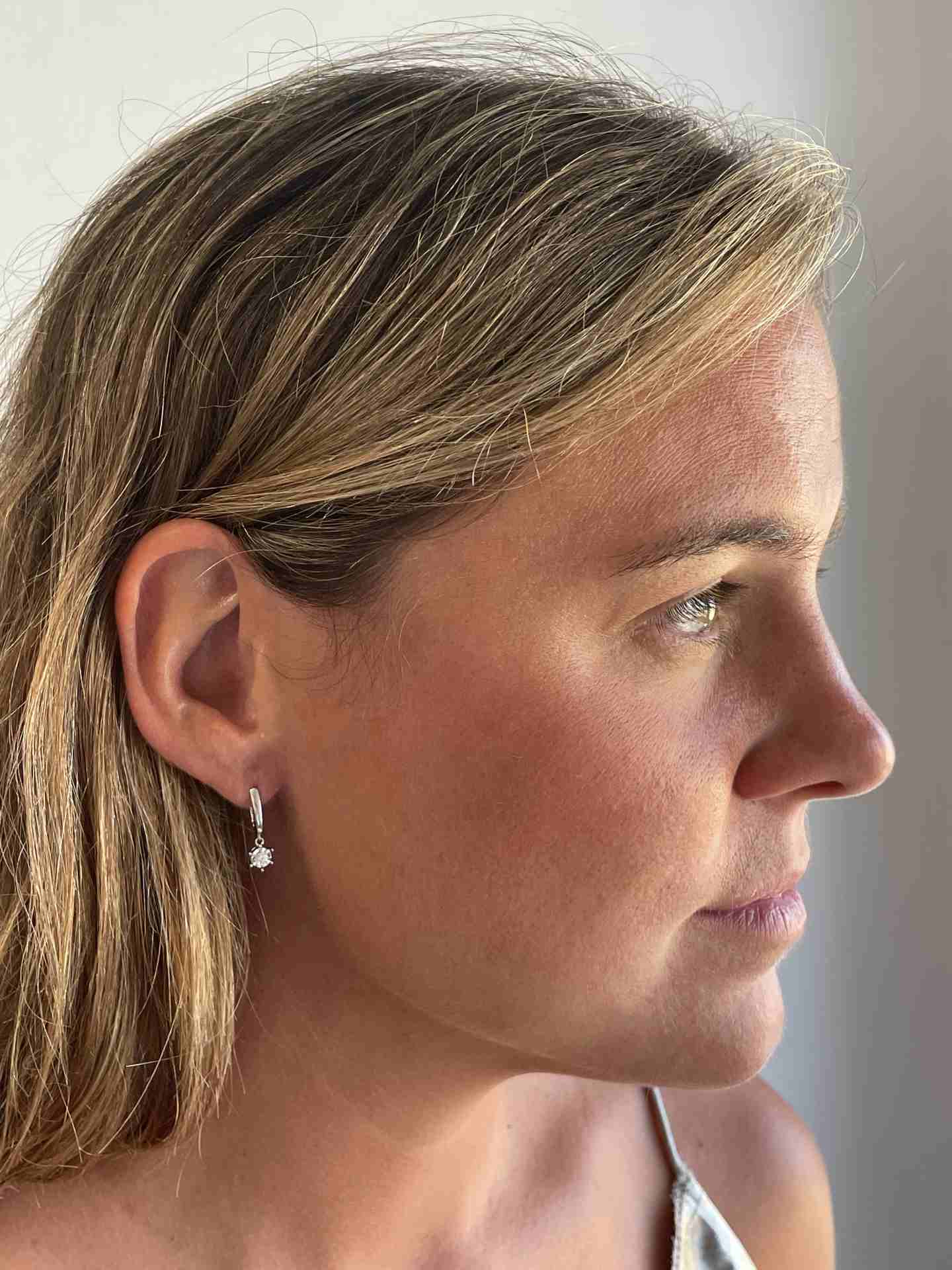 BOURGES pendant earrings with diamond hoops in 18k white gold