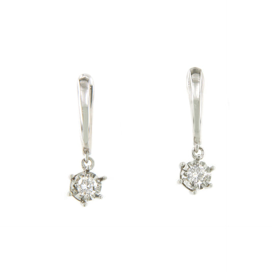BOURGES pendant earrings with diamond hoops in 18k white gold