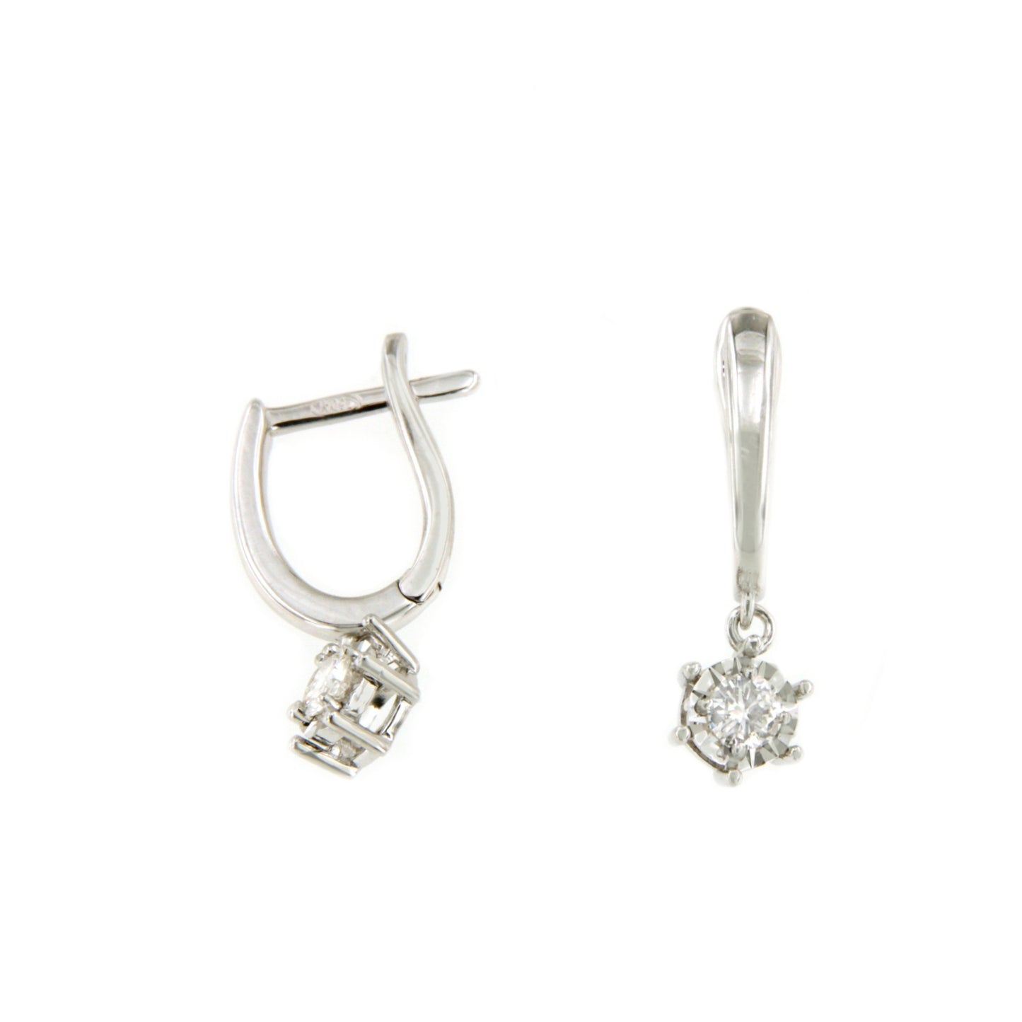 BOURGES pendant earrings with diamond hoops in 18k white gold