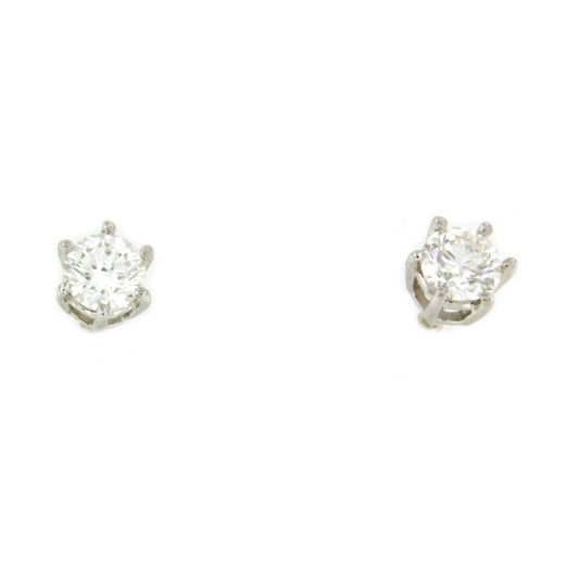 METZ stud earrings with 6 prongs and diamonds in 18k white gold