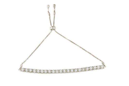 TARBES adjustable diamond riviere bracelet in 18k white gold.