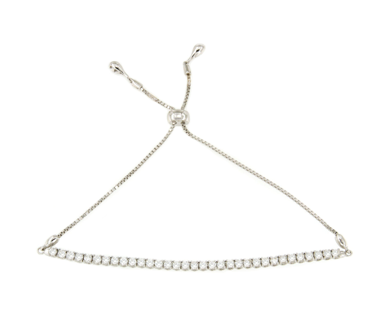 Pulsera ALBI riviere ajustable en oro blanco de 18 ktes con brillantes.