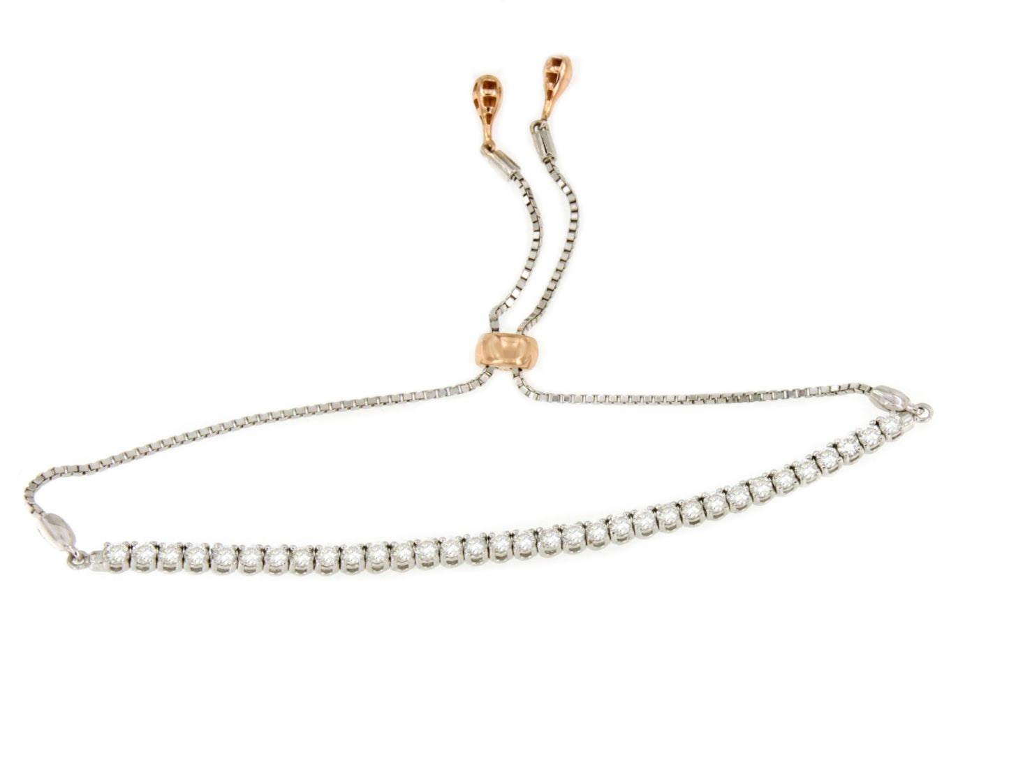 Pulsera ALBI riviere ajustable en oro blanco de 18 ktes con brillantes.