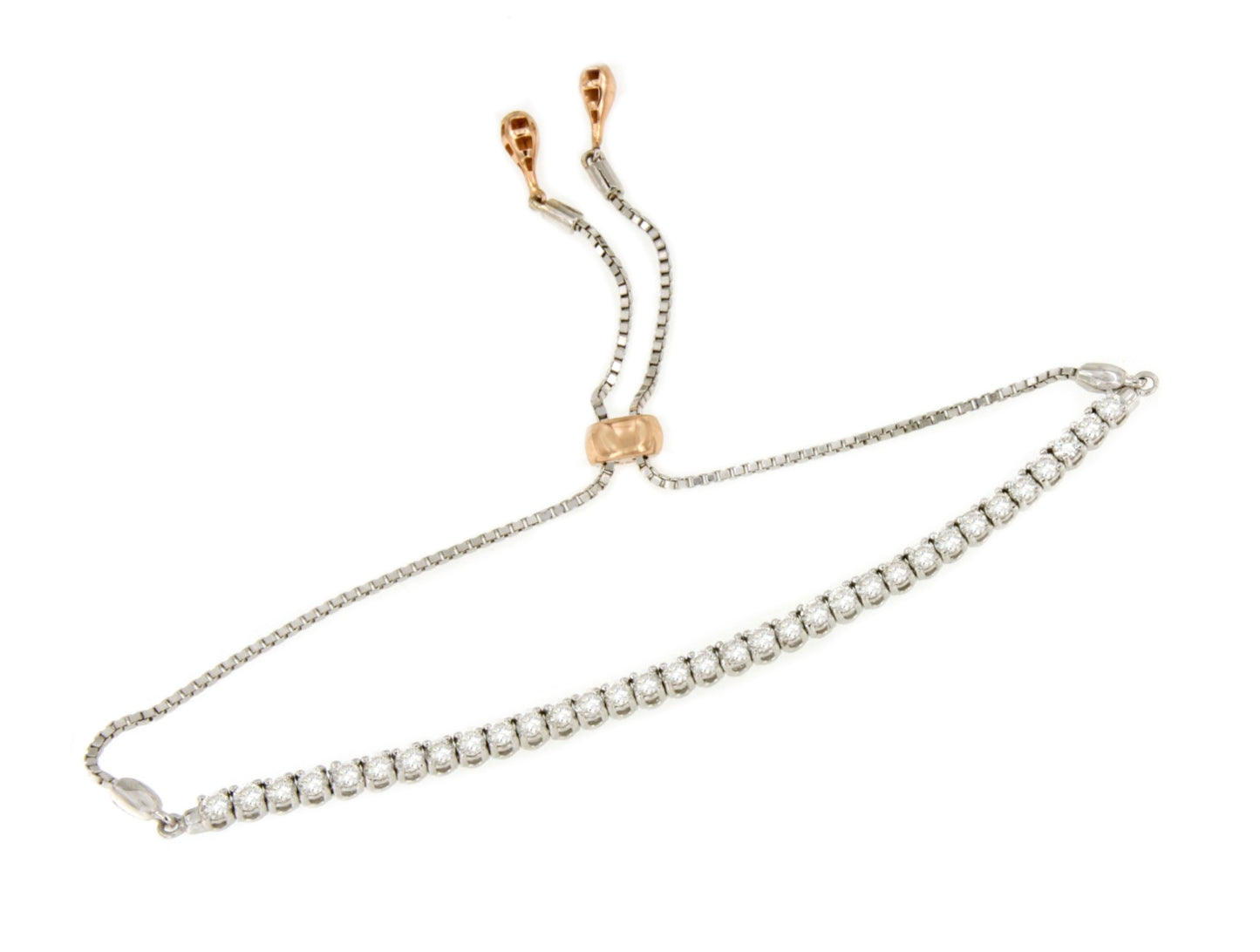Pulsera ALBI riviere ajustable en oro blanco de 18 ktes con brillantes.
