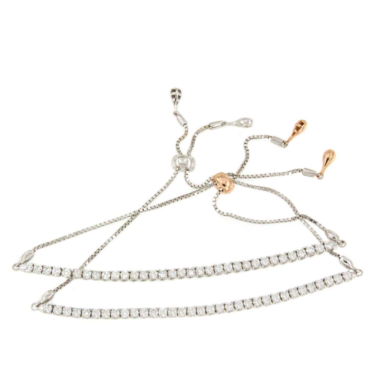 Pulsera ALBI riviere ajustable en oro blanco de 18 ktes con brillantes.
